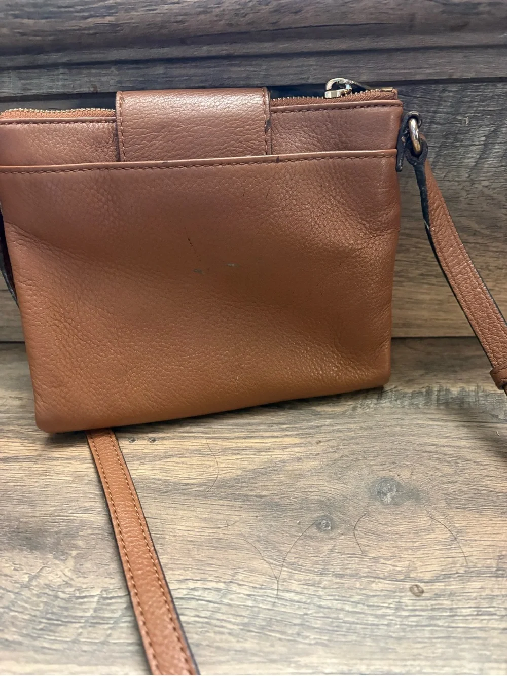 Michael Kors Brown Leather Crossbody Bag with Gold Logo